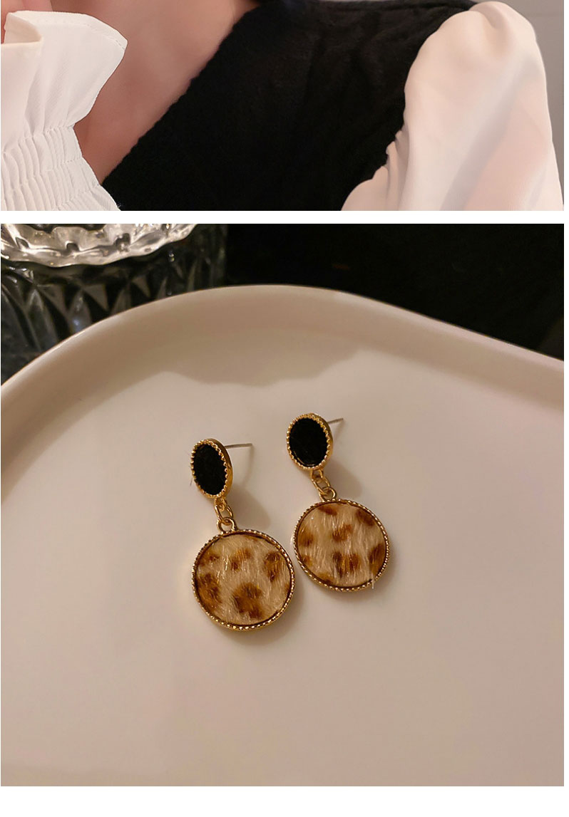 Fashion Round Black Leopard Round Oil Drop Earrings,Drop Earrings