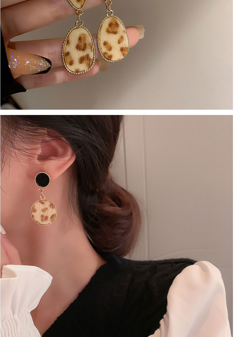 Fashion Drop-shaped Leopard Print Leopard Print Drop-shaped Oil Drop Earrings,Drop Earrings