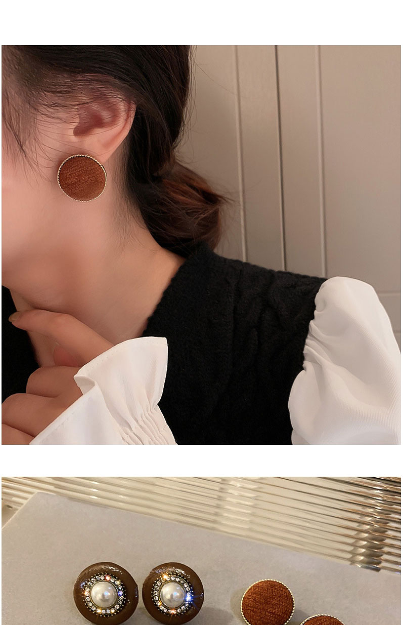 Fashion Black Round Fabric Round Button Earrings,Stud Earrings