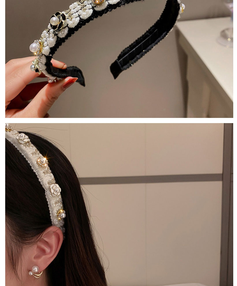Fashion Black Alloy Pearl Woven Flower Headband,Head Band