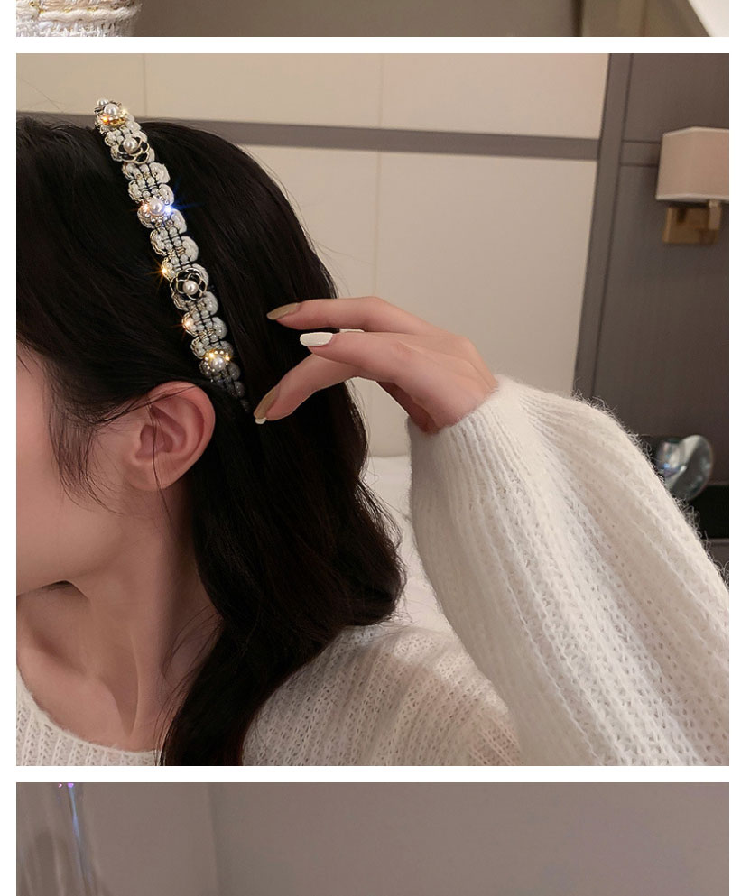 Fashion White Alloy Pearl Woven Flower Headband,Head Band