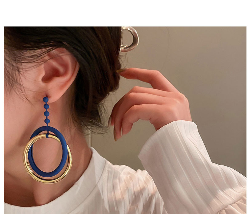 Fashion Blue Alloy Paint Ring Earrings,Drop Earrings