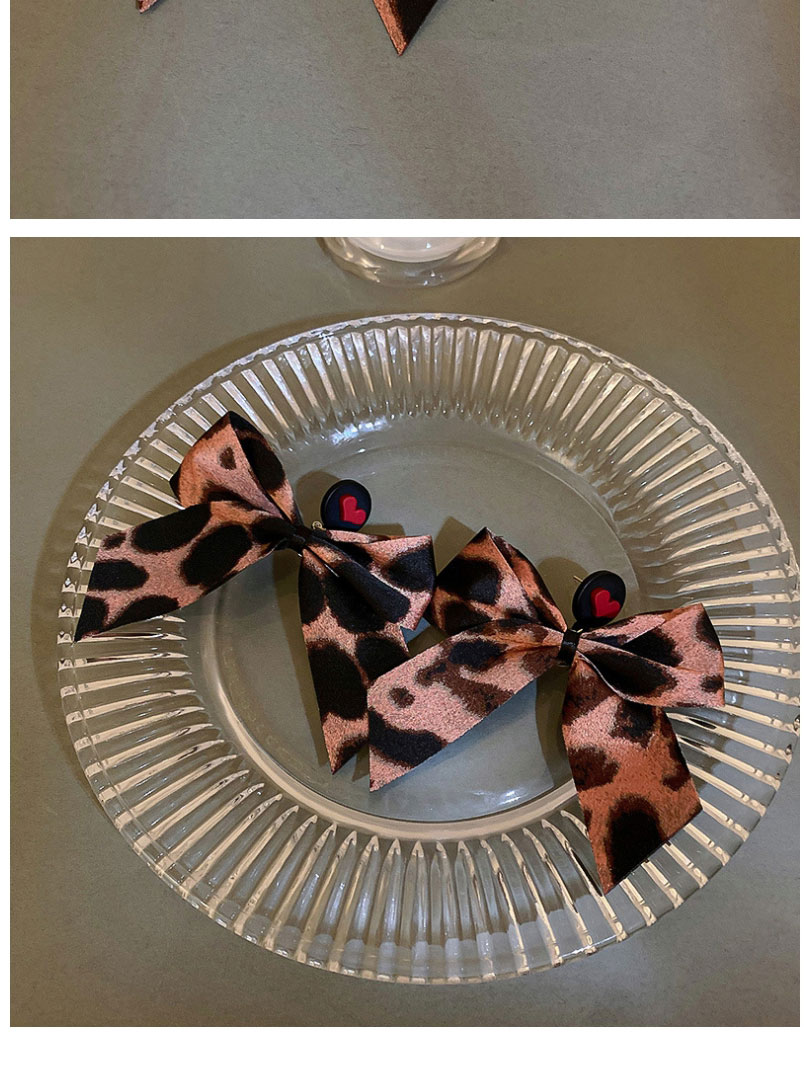 Fashion Dark Grey Leopard Print Bow Stud Earrings,Stud Earrings
