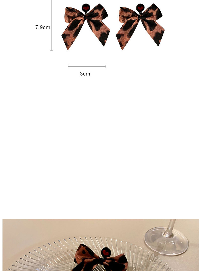 Fashion Reddish Black Leopard Print Bow Stud Earrings,Stud Earrings