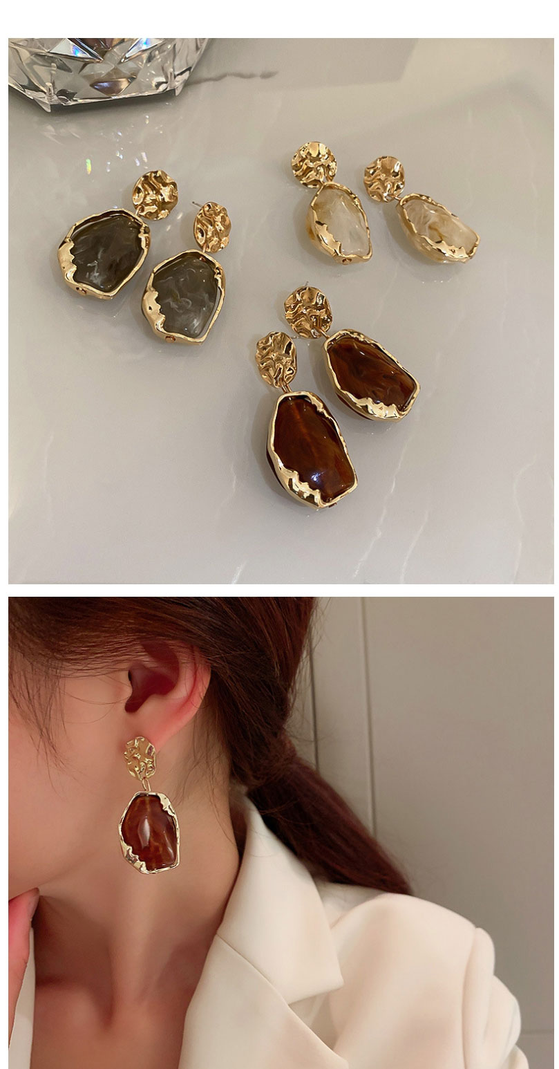 Fashion Brown Resin Geometric Irregular Earrings,Drop Earrings