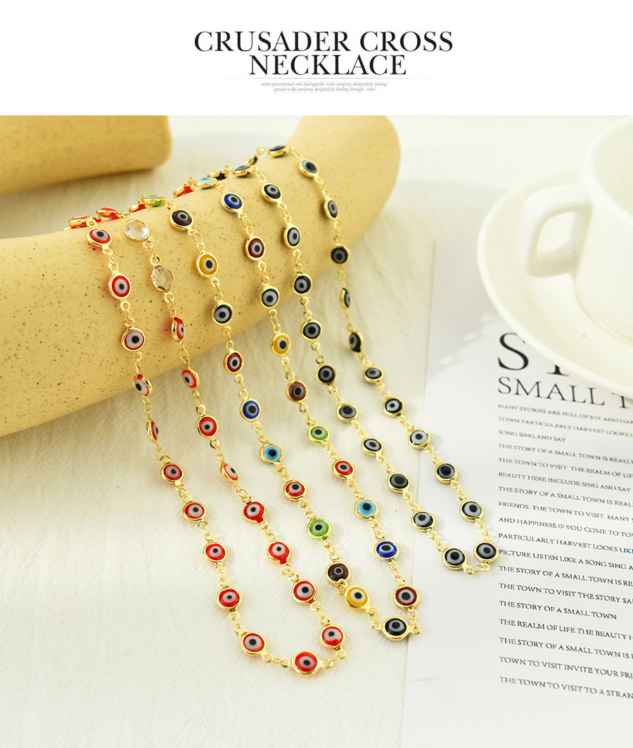Fashion Color Titanium Steel Resin Eye Necklace,Necklaces