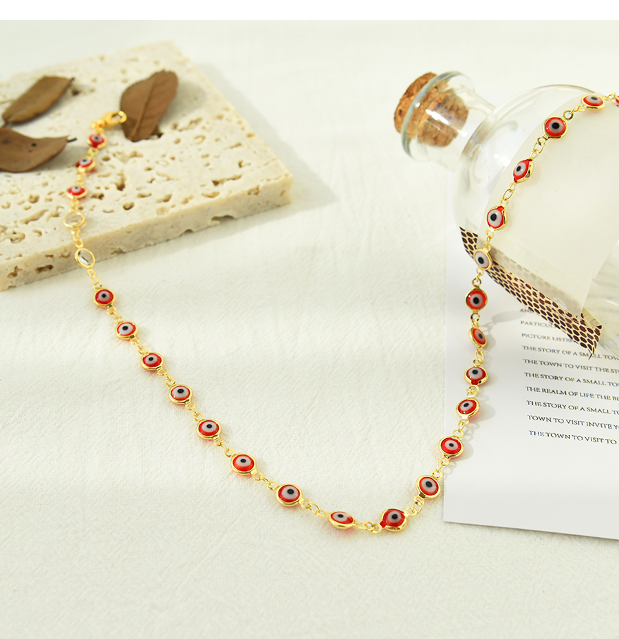 Fashion Red Titanium Steel Resin Eye Necklace,Necklaces