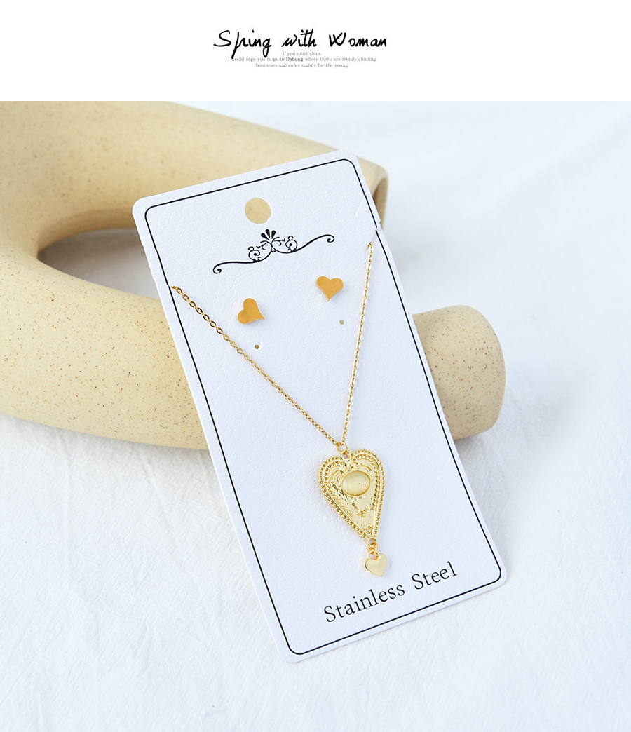 Fashion Gold Titanium Steel Multilayer Love Necklace Set,Jewelry Set