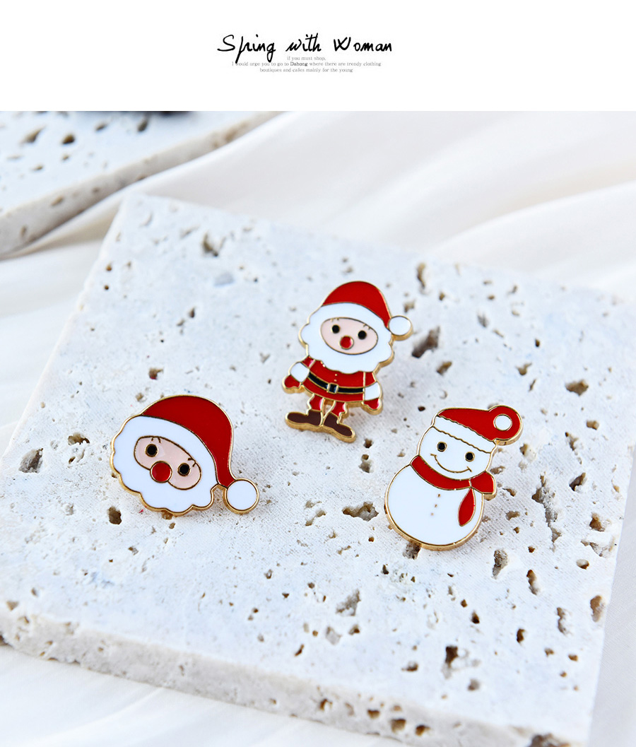 Fashion Color Titanium Steel Oil Drop Christmas Snowman Brooch,Korean Brooches