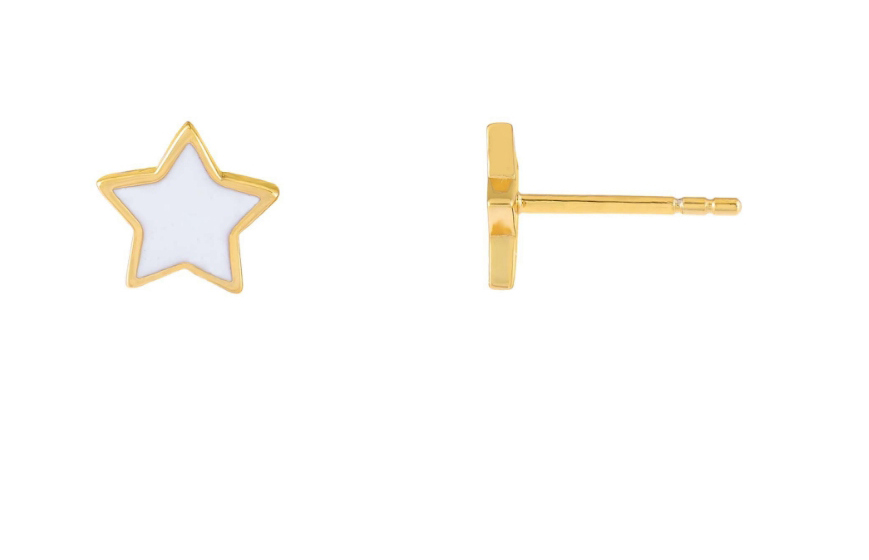 Fashion Blue Bronze Plated Real Gold And Silver Star Stud Earrings,Earrings
