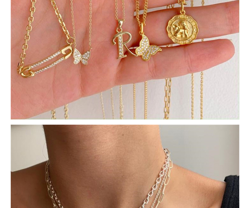 Fashion Gold Love Letters Copper Plated Real Gold Necklace,Necklaces