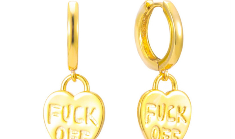 Fashion White K Love Letter Copper Plated Real Gold Earrings,Earrings