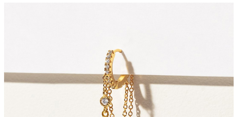 Fashion Gold Copper Plated 18k Real Gold Zirconium Chain Earrings,Earrings