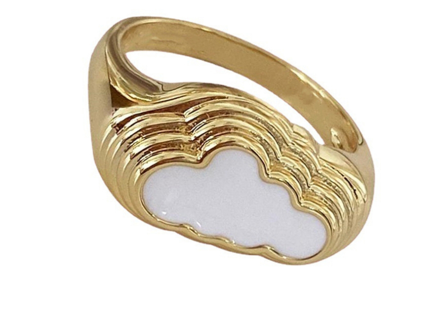 Fashion White Copper Plated Real Gold Dripping Cloud Ring,Rings