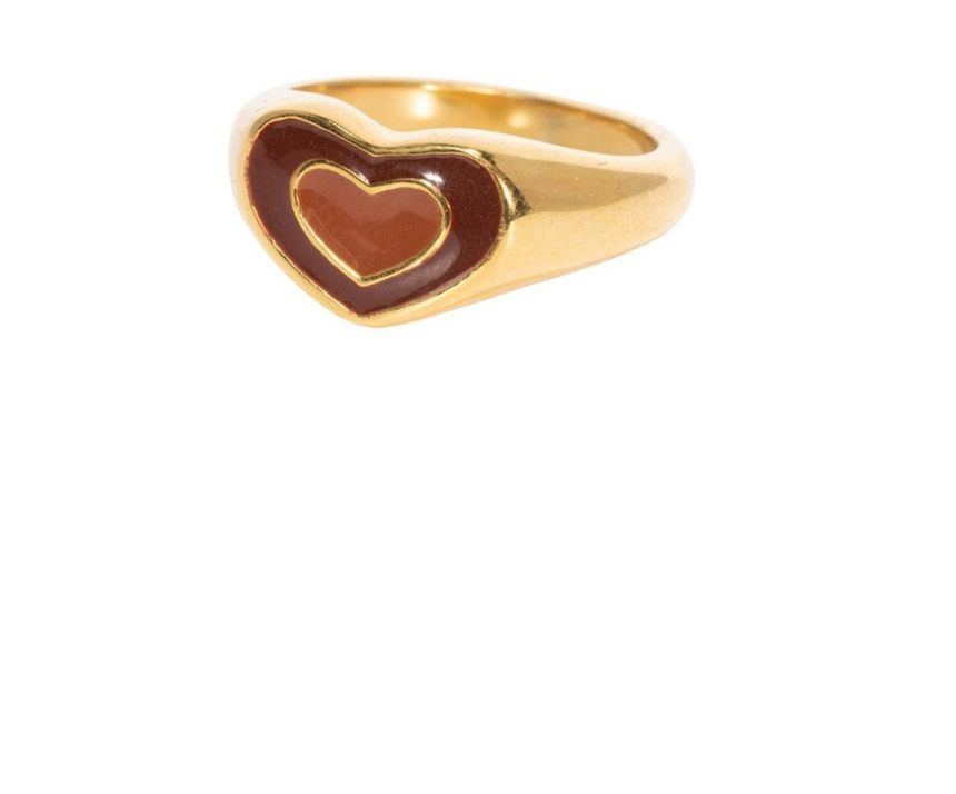 Fashion Orange Copper Plated True Love Drop Oil Ring,Rings