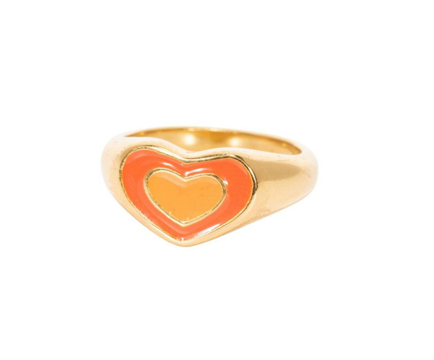 Fashion Orange Copper Plated True Love Drop Oil Ring,Rings