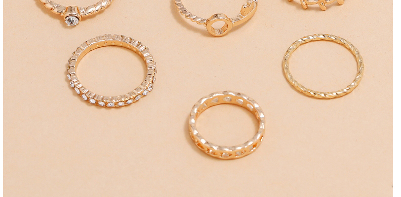 Fashion Gold Set Of 8 Diamond Geometric Rings,Fashion Rings