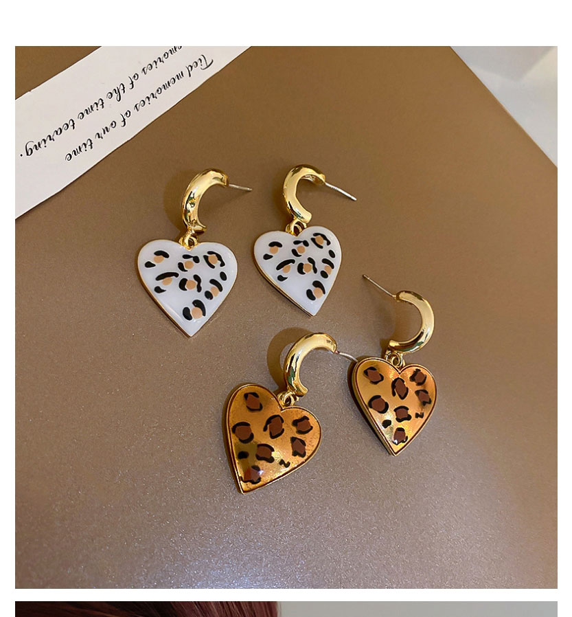 Fashion White Leopard Print Heart Earrings,Drop Earrings