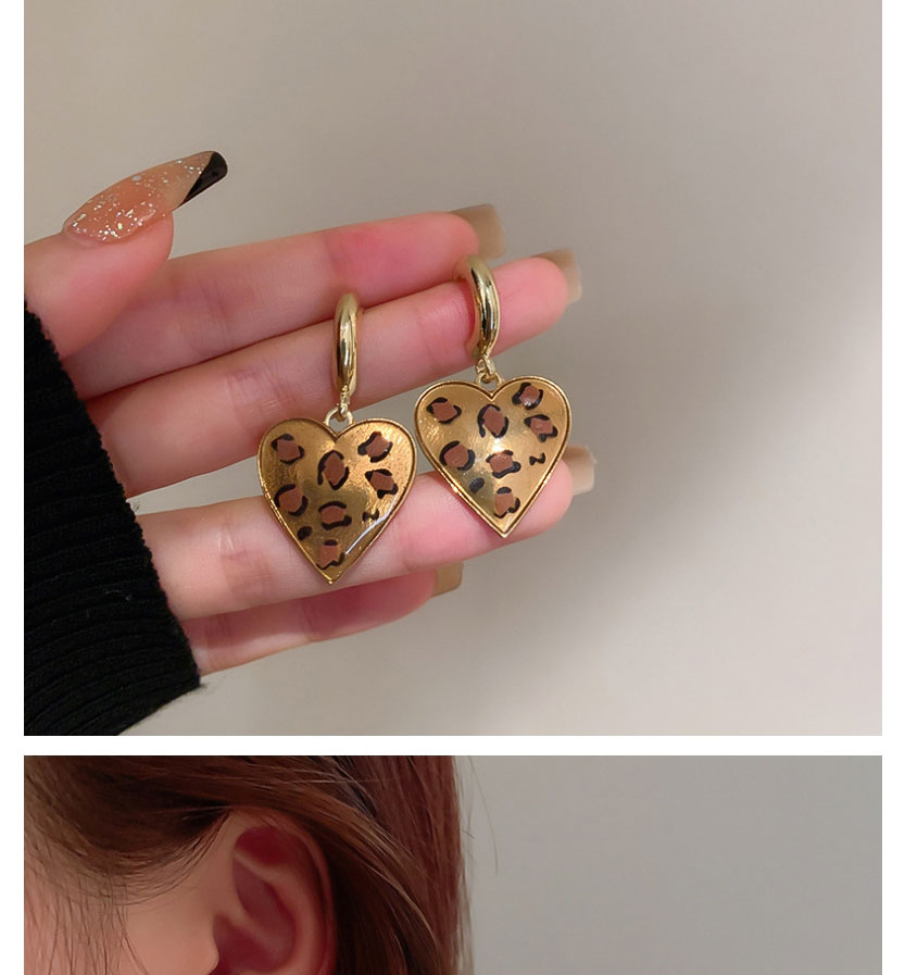 Fashion White Leopard Print Heart Earrings,Drop Earrings