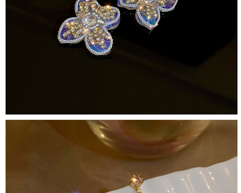Fashion Gold Color Diamond And Crystal Flower Braided Earrings,Drop Earrings