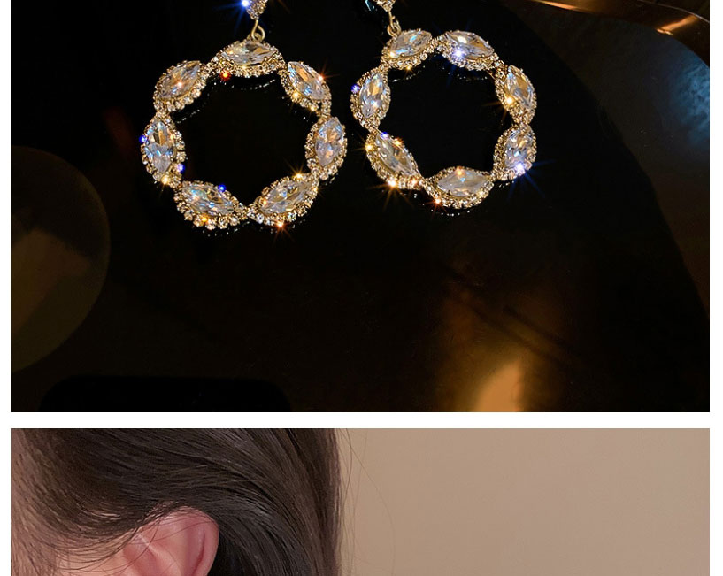 Fashion Gold Color Zircon Crystal Circle Stud Earrings,Drop Earrings