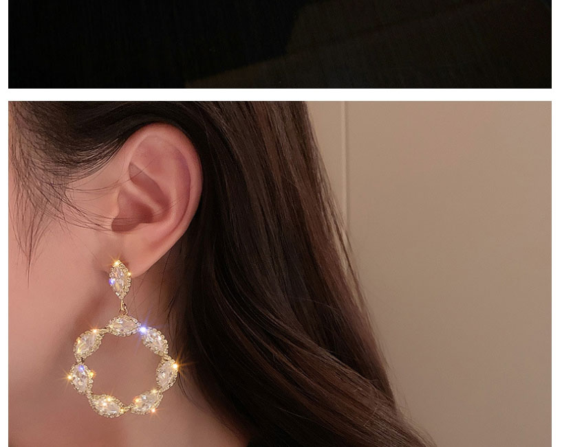 Fashion Gold Color Zircon Crystal Circle Stud Earrings,Drop Earrings