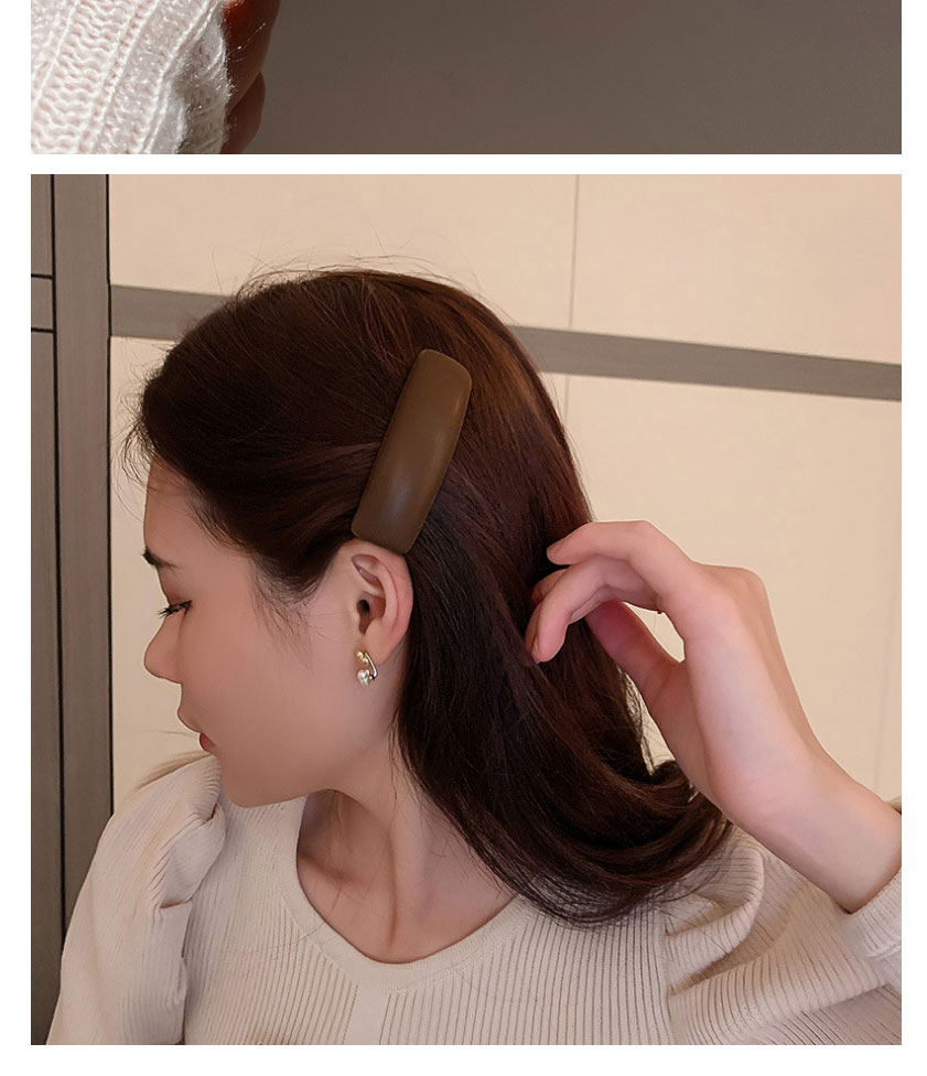 Fashion Brown Solid Color Leather Square Hair Clip,Hairpins