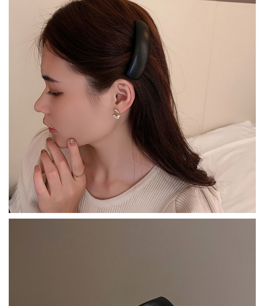 Fashion Black Solid Color Leather Square Hair Clip,Hairpins