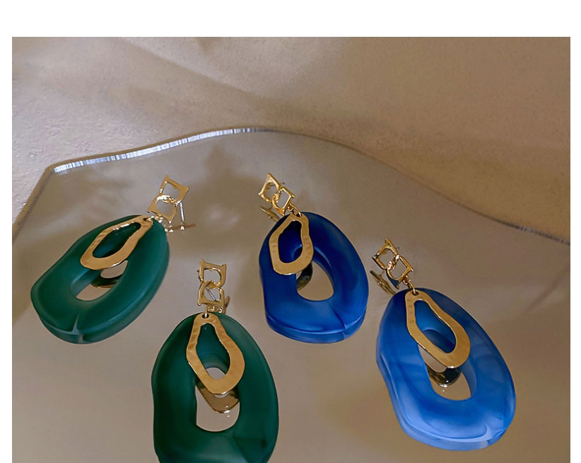 Fashion Blue Geometric Acrylic Double Circle Hollow Stud Earrings,Drop Earrings
