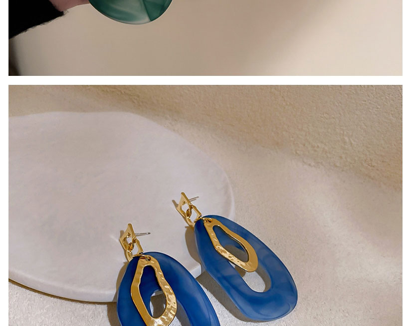 Fashion Green Geometric Acrylic Double Circle Hollow Stud Earrings,Drop Earrings