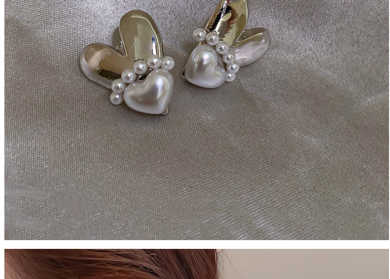 Fashion Silver Color Pearl Love Metal Stud Earrings,Stud Earrings