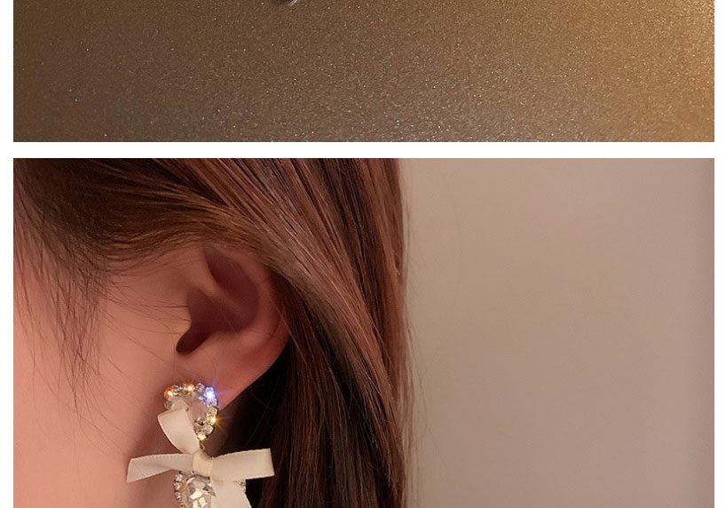 Fashion Silver Color Diamond Bow Love Heart Stud Earrings,Drop Earrings