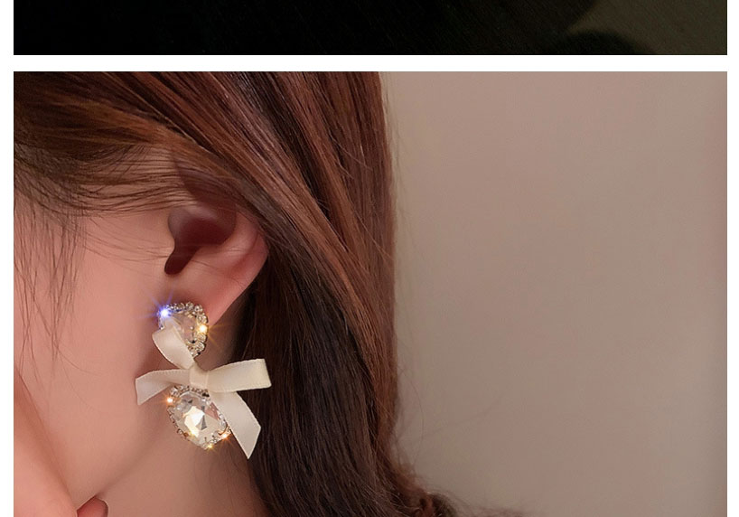 Fashion Silver Color Diamond Bow Love Heart Stud Earrings,Drop Earrings