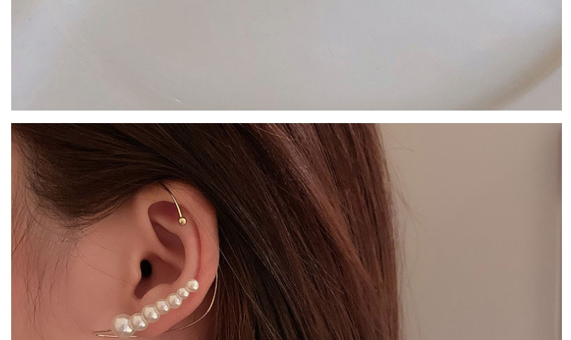 Fashion Gold Color Pearl Single Left Ear Earring Single,Hoop Earrings