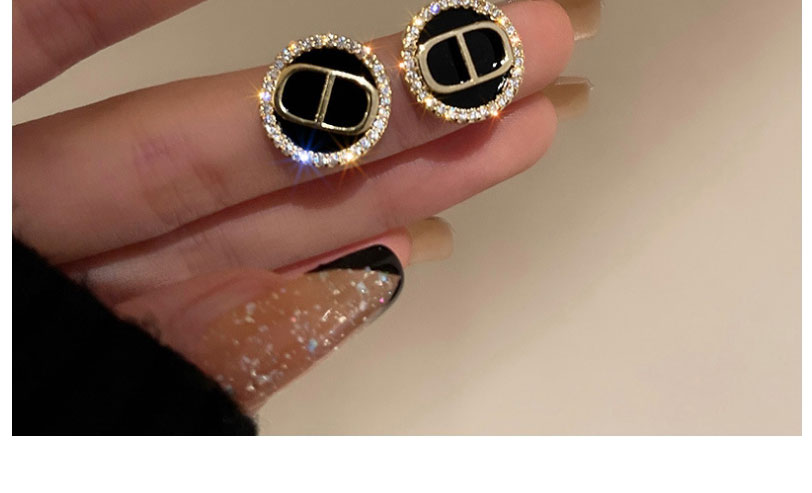 Fashion Gold Color Real Gold Electroplated Diamond Letter Earrings,Stud Earrings