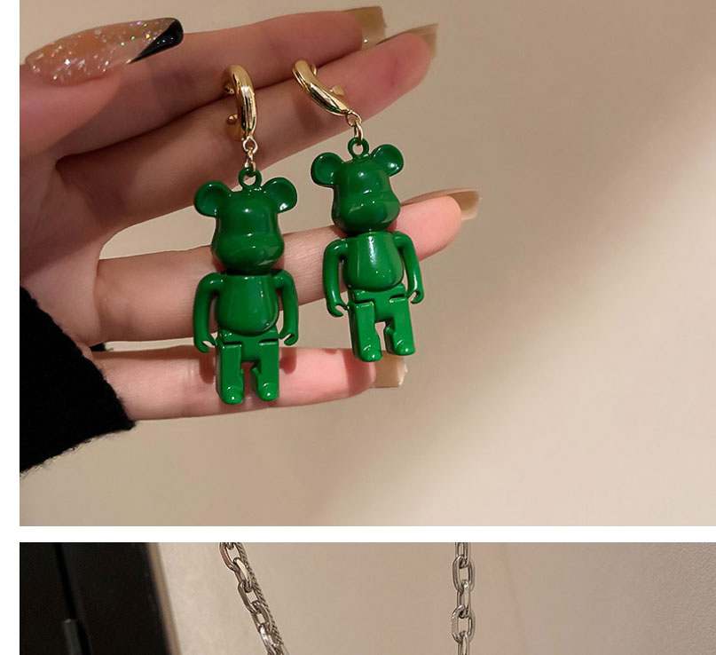 Fashion Green Painted Bear Smiley Necklace,Pendants