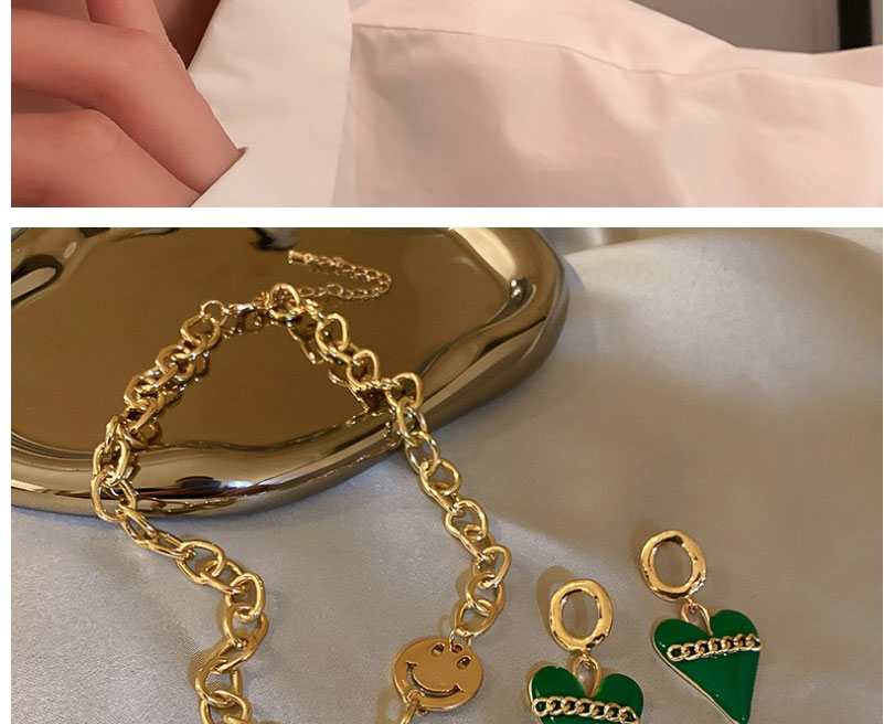 Fashion Green Love Smiley Chain Earrings,Drop Earrings