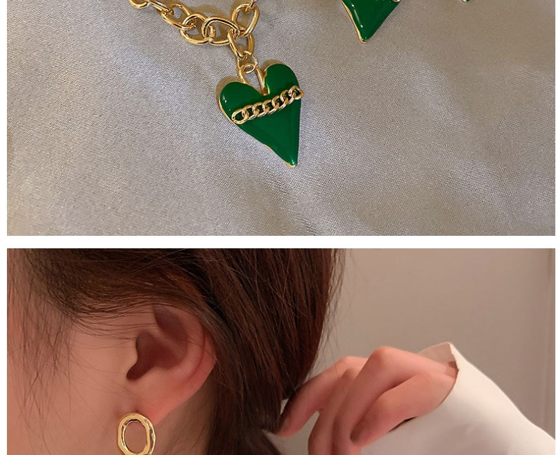 Fashion Green Love Smiley Chain Earrings,Drop Earrings