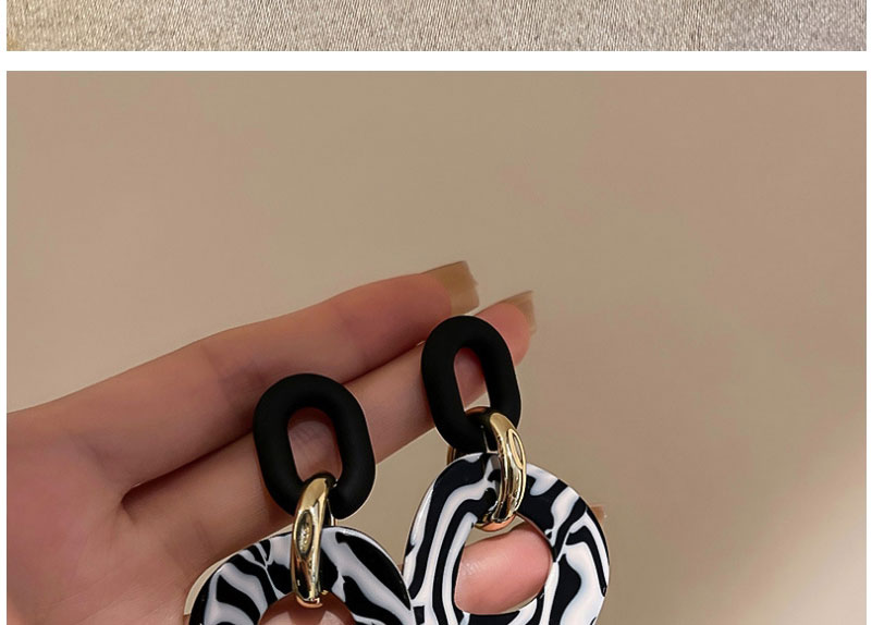 Fashion Black Acrylic Striped Circle Hollow Stud Earrings,Drop Earrings
