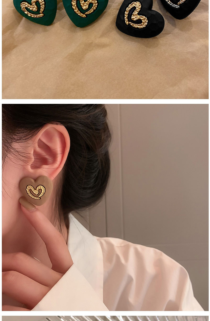 Fashion Coffee Color Lacquered Love Stud Earrings,Stud Earrings