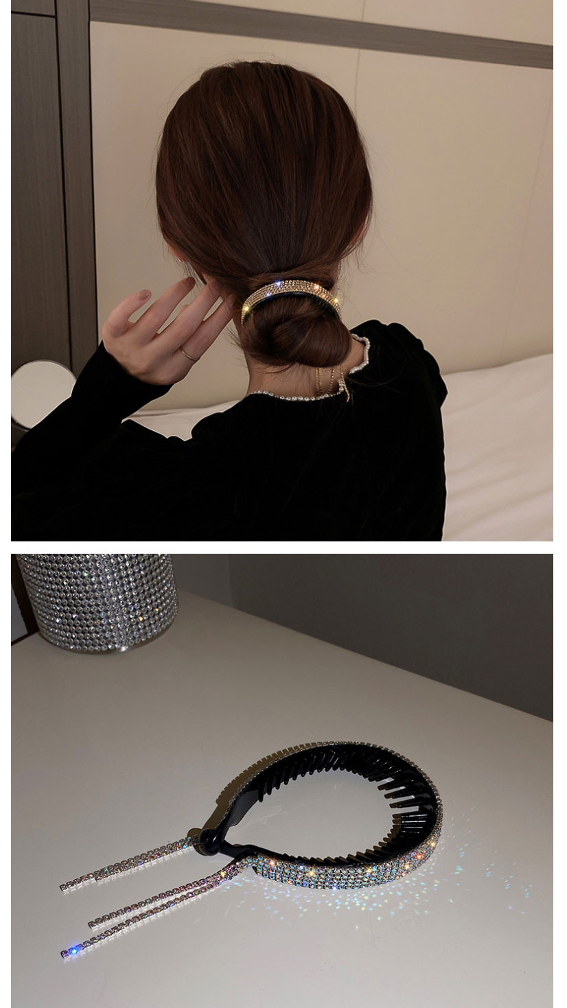 Fashion Black Diamond Rhinestone C-shaped Tassel Gripper,Hair Claws