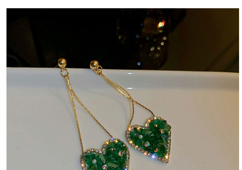 Fashion Green Diamond Emerald Love Stud Earrings,Drop Earrings
