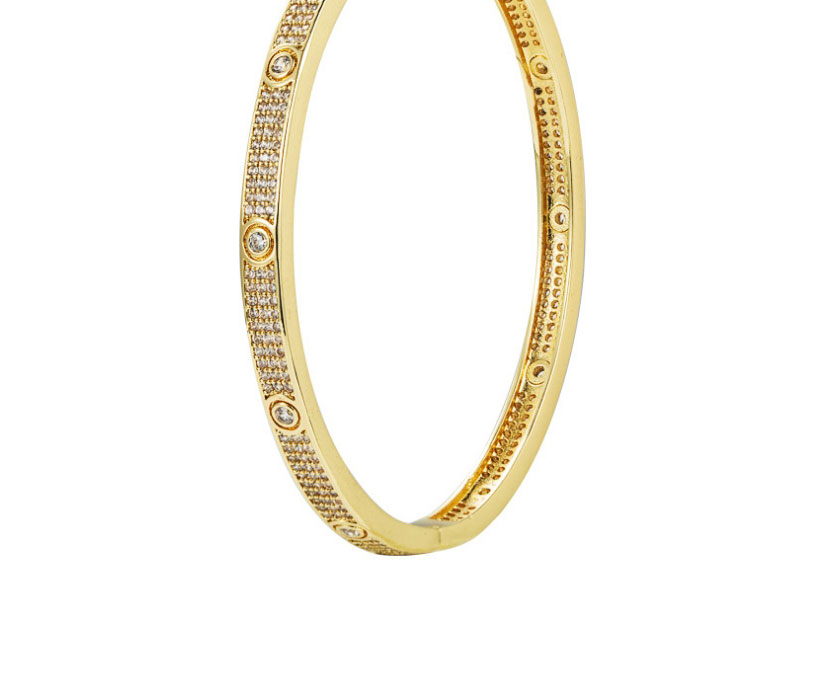 Fashion Half Diamond Copper Gold-plated Micro-inlaid Zirconium Geometric Buckle Bracelet,Bracelets