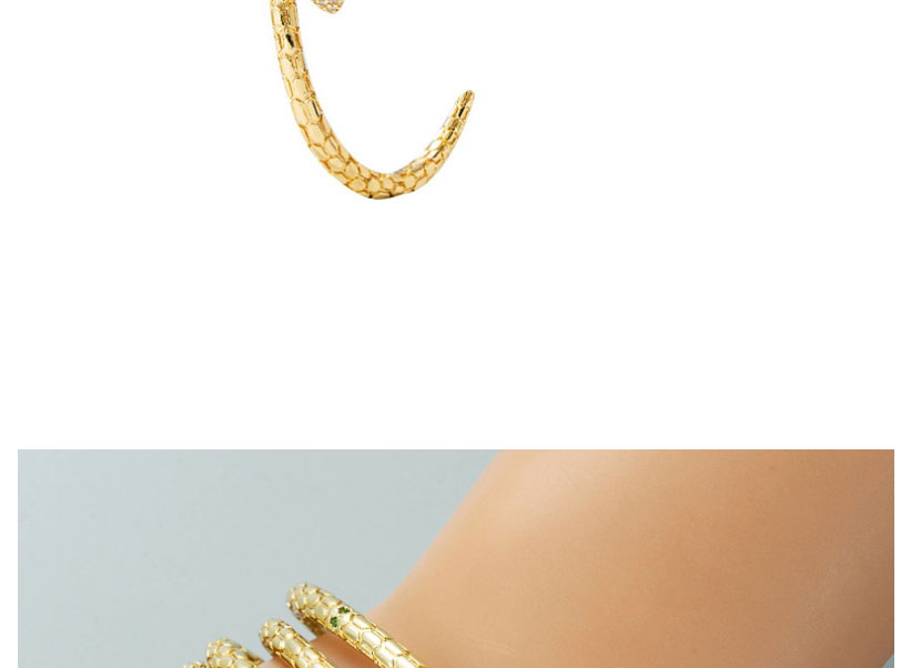 Fashion Red Copper Gold-plated Micro-inlaid Zirconium Snake-shaped Bracelet,Bracelets