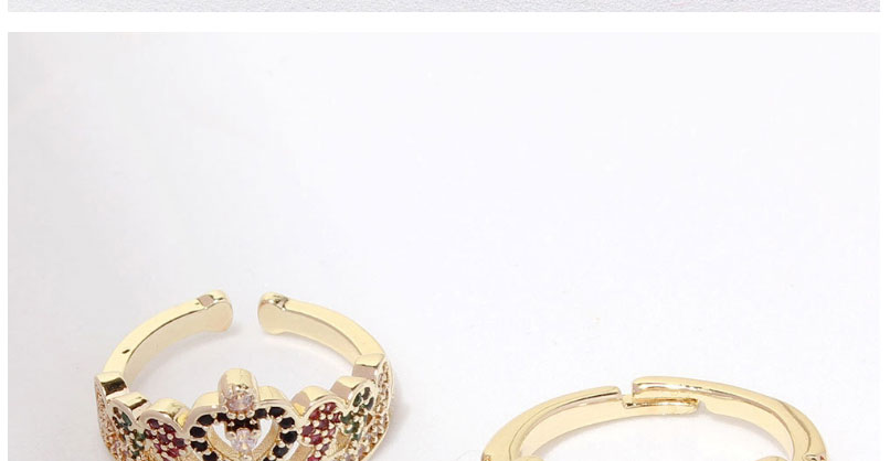 Fashion Crown Gold-plated Copper And Colored Zirconium Crown Ring,Rings