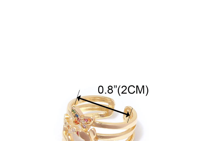 Fashion Golden Butterfly Copper Inlaid Zirconium Multilayer Butterfly Ring,Rings