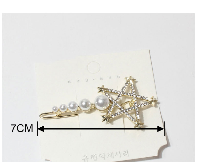 Fashion F13860 Metallic Diamond Five-pointed Star Pearl Hairpin,Hairpins