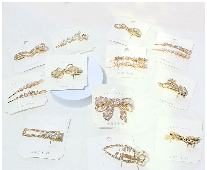 Fashion F13920 Metal Diamond Love Pearl Hairpin Set,Jewelry Sets