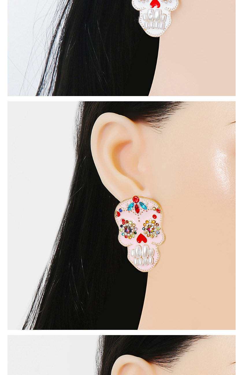Fashion Pink Halloween Skull Stud Earrings,Stud Earrings