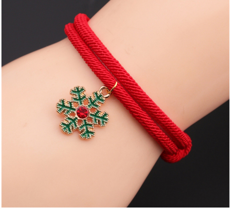 Fashion Christmas Trapeze Christmas Alloy Snowflake Elk Bell Red String Bracelet,Fashion Bracelets